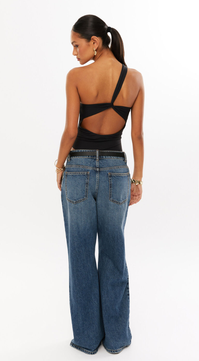 Black One Shoulder Bodysuit